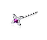 Leaf Petals Shaped Silver Straight Nose Stud NSKA-72